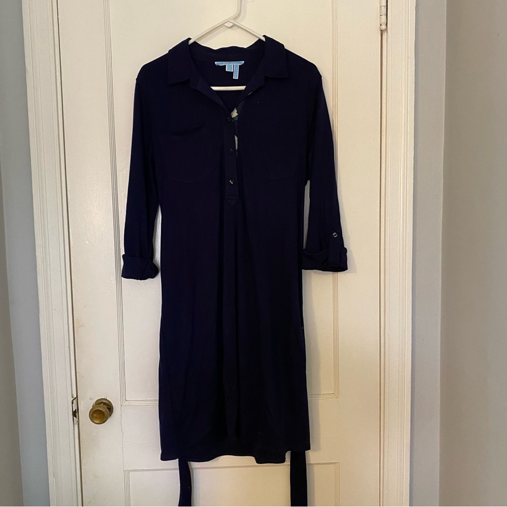 Draper James Popover Shirt Dress in Navy, Size L